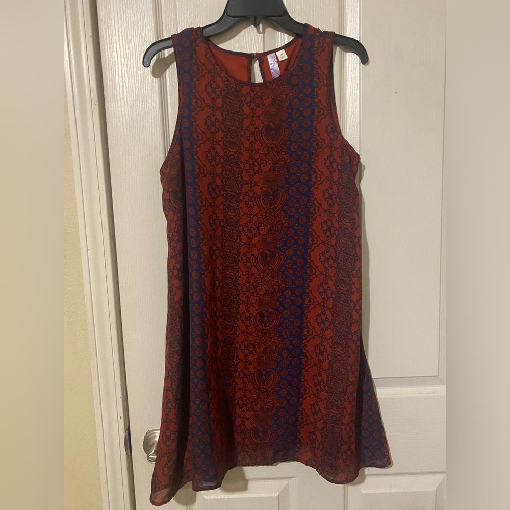 Deep Red and Blue Shift Dress